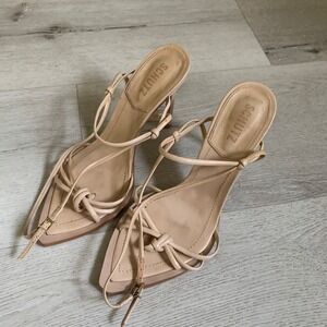 SCHUTZ Nude Beige Strappy Heeled Sandals
